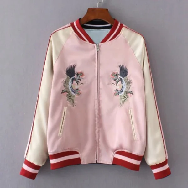 Sukajan Tiger Embroidered Women Bomber Baseball Jacket Japan Harajuku Female Coat Sukajan 2025 Girls Clothing Two Sides Wear