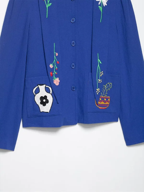 Women Jacket 2025 Women's Fashion Embroidery Loose Short Coat Long Sleeve Jackets Streetwear Casual New Outerwears